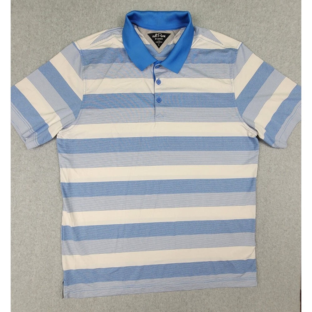Adidas Adi Pure Polo Shirt Striped Large White Blue